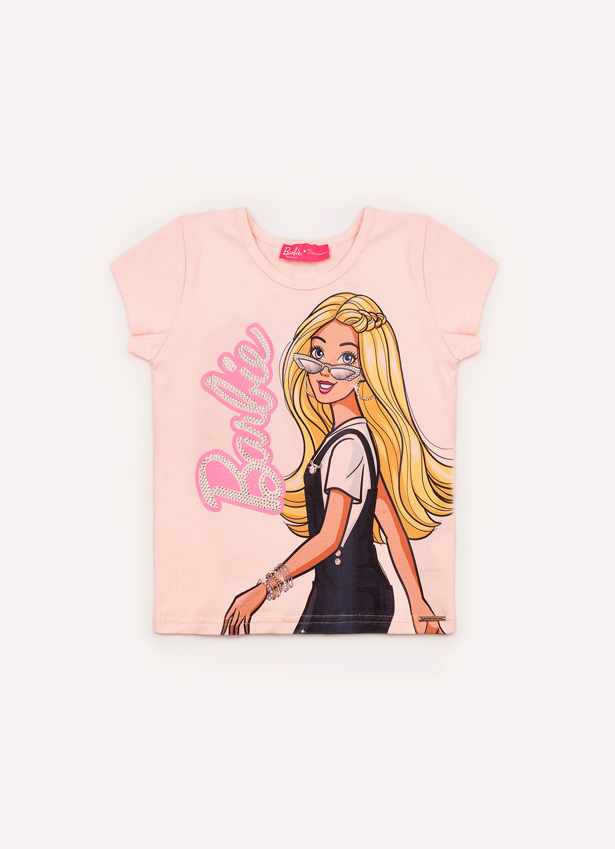 Blusa Cotton Serigrafia Barbie Óculos Cristal