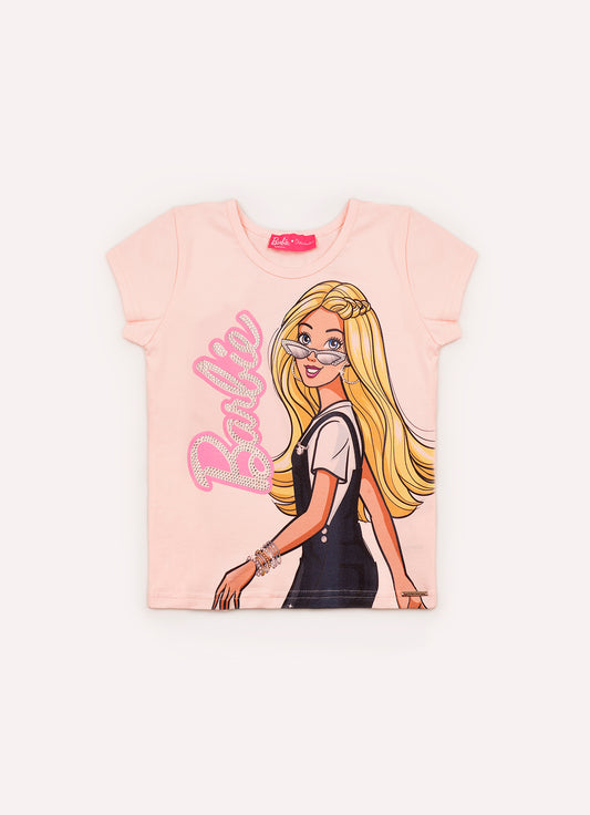 Blusa Cotton Serigrafia Barbie Óculos Cristal