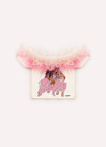 Blusa Ribana Ombro a Ombro Tule Colorido Serigrafia Barbies