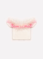 Blusa Ribana Ombro a Ombro Tule Colorido Serigrafia Barbies