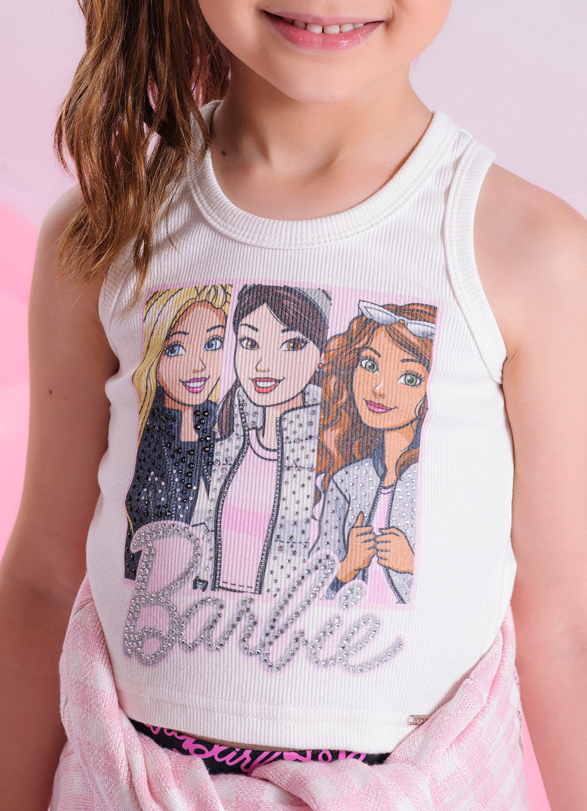 Regata Cropped Ribana Serigrafia 3 Barbies Desenho