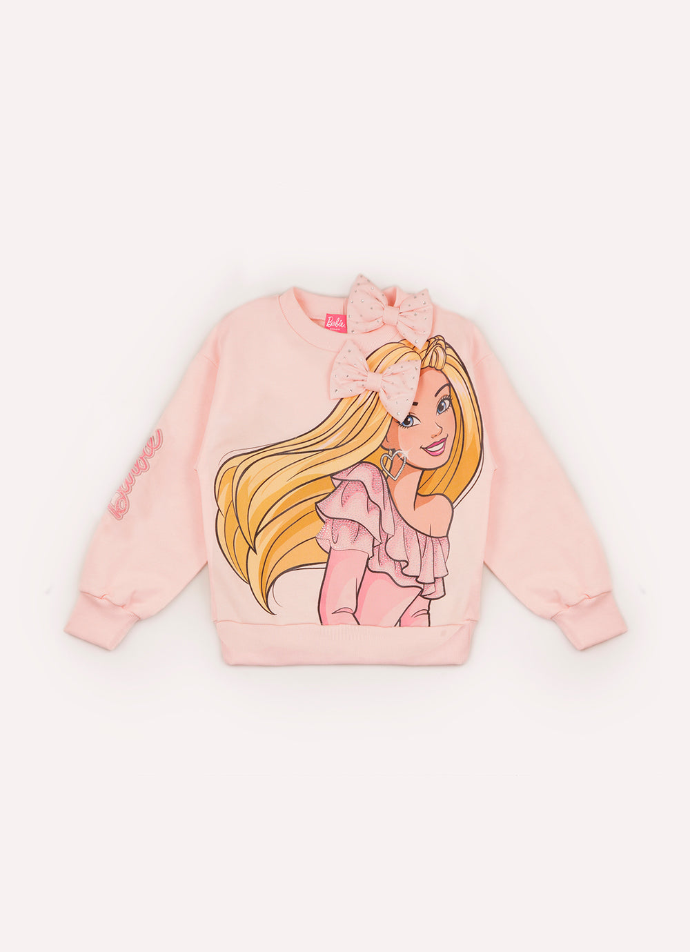 Blusa Moletom Serigrafia Barbie Com Presilha Laço