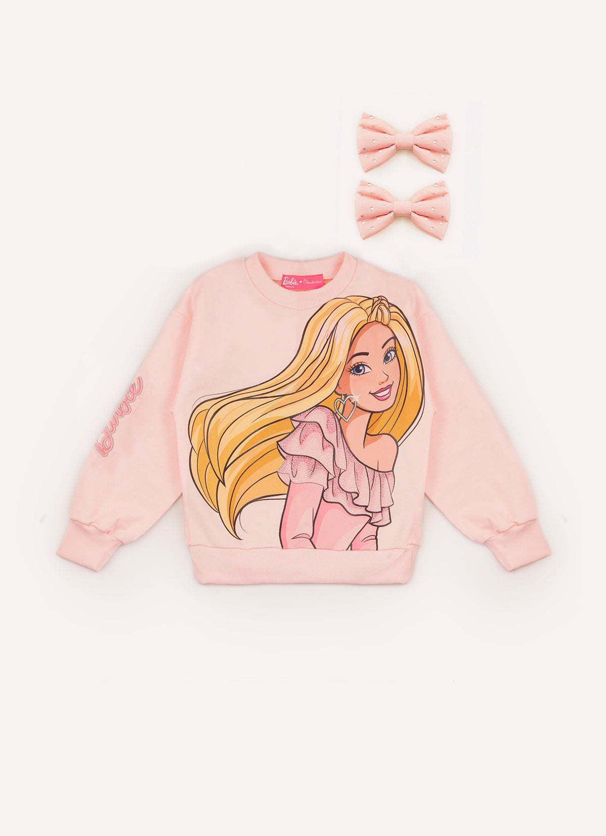 Blusa Moletom Serigrafia Barbie Com Presilha Laço