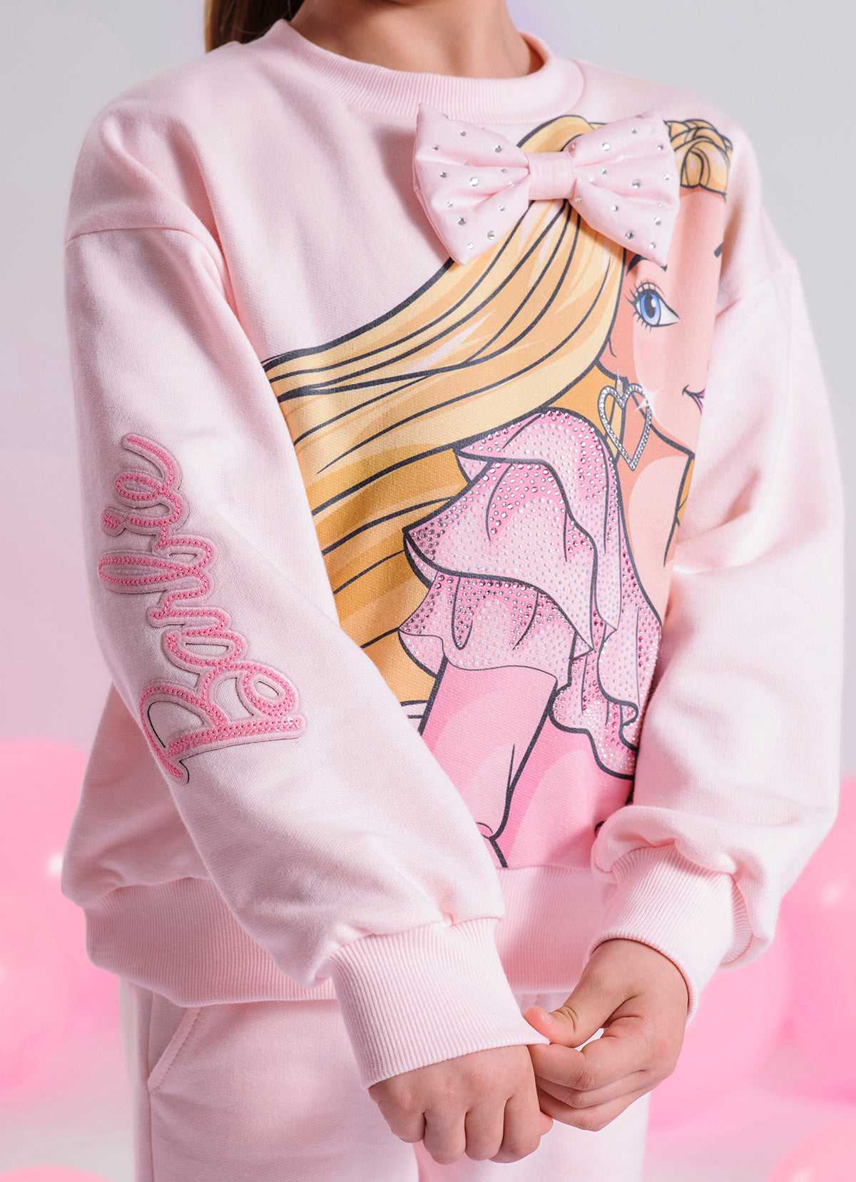 Blusa Moletom Serigrafia Barbie Com Presilha Laço