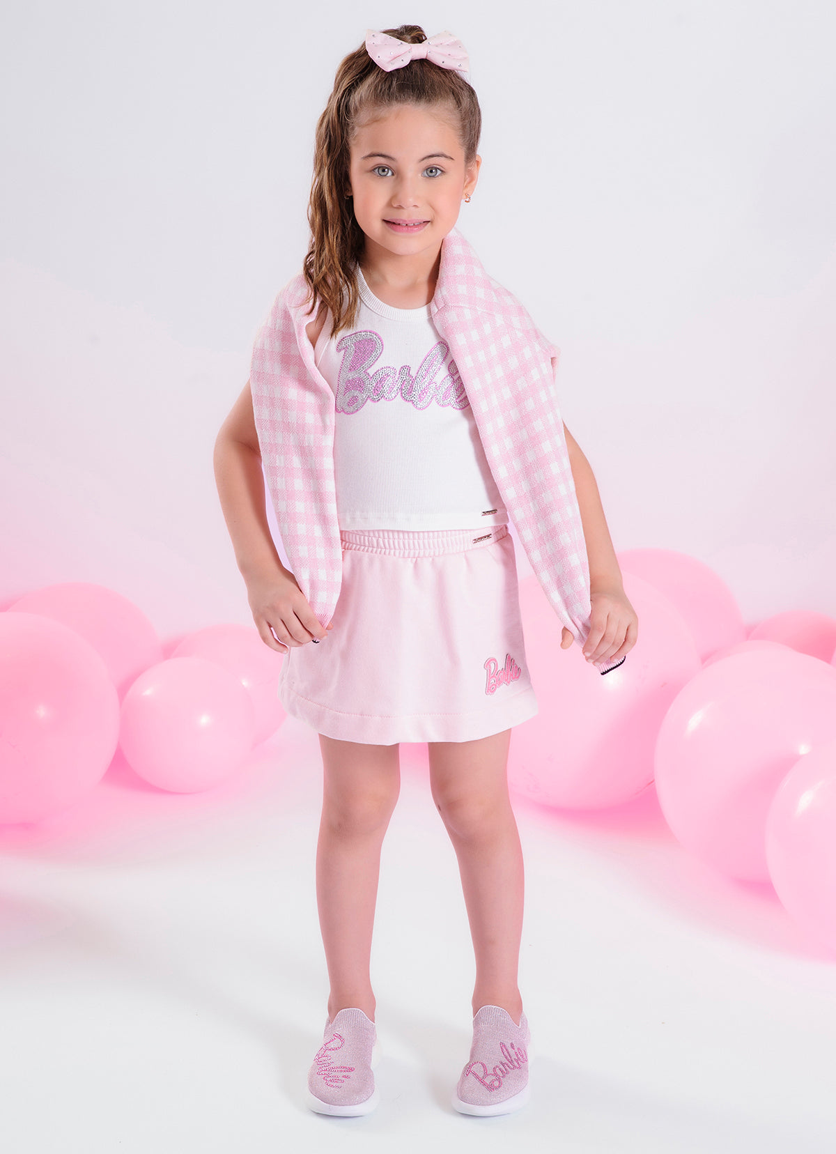 Saia Short  Moletom Patche Barbie
