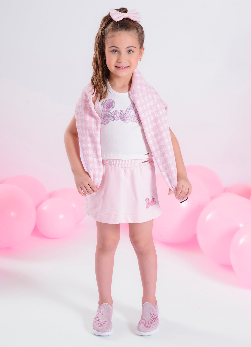 Saia Short  Moletom Patche Barbie