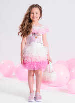 Saia Short Babados Tule Coloridos Barbie