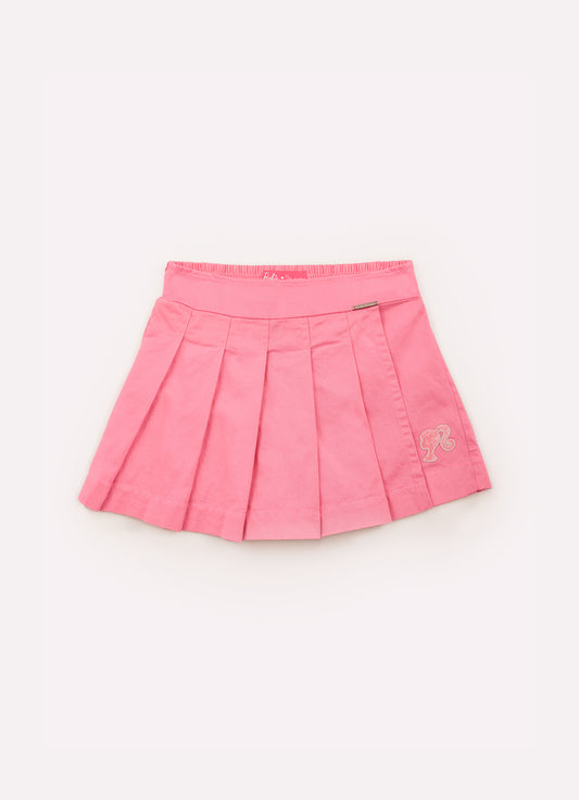 Saia Short Sarja Pregas Patche Silhuette Barbie