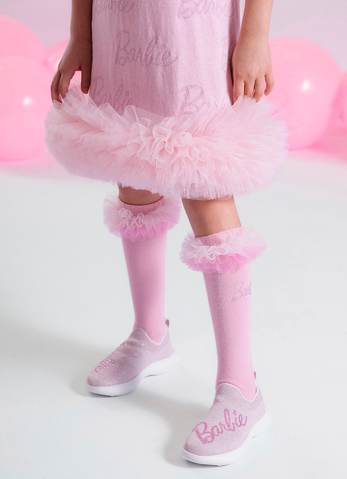 Meia Tricot Babados Tule Barbie