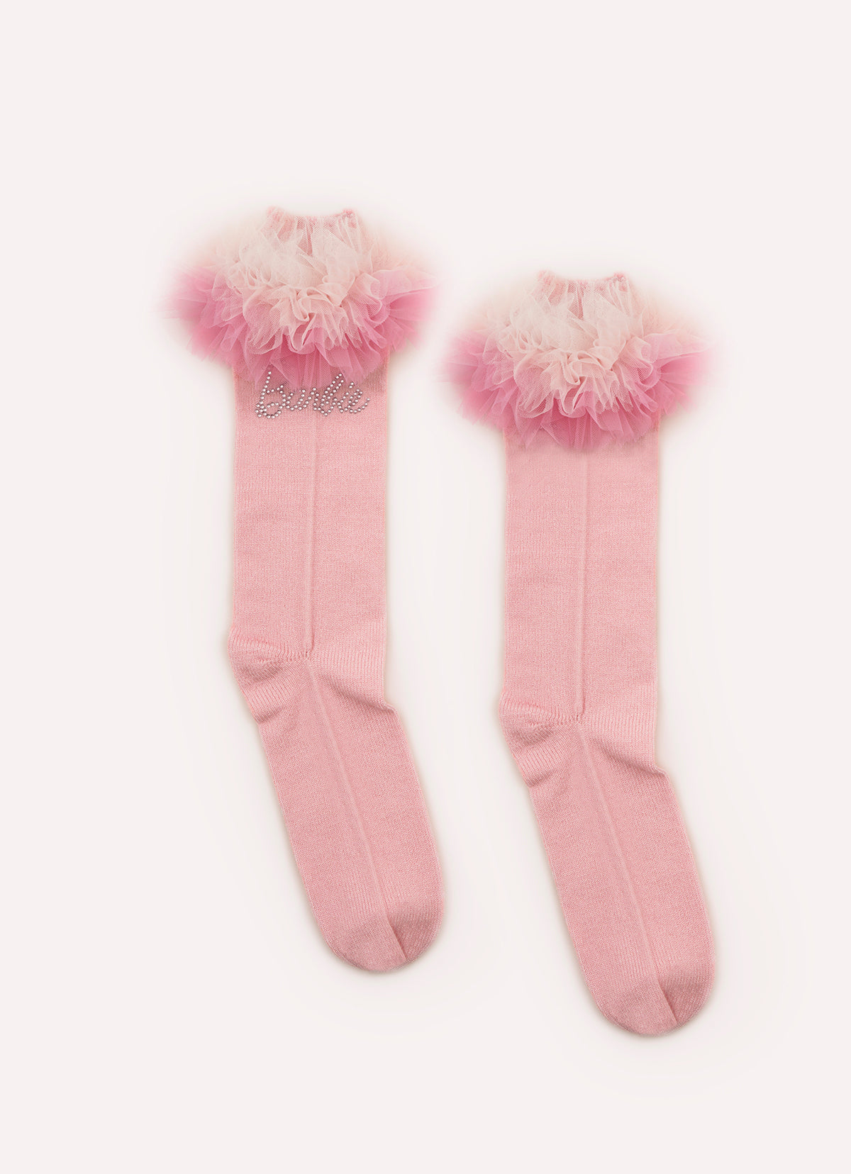 Meia Tricot Babados Tule Barbie
