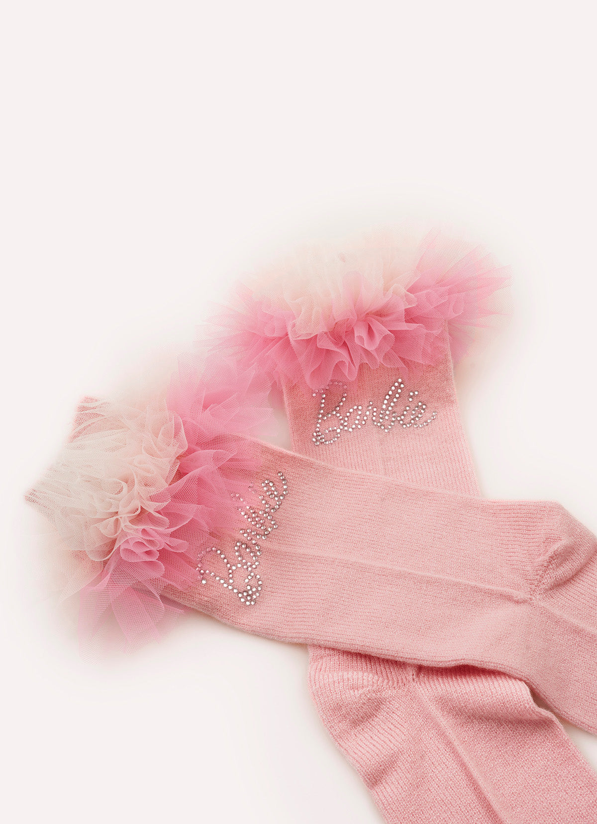 Meia Tricot Babados Tule Barbie