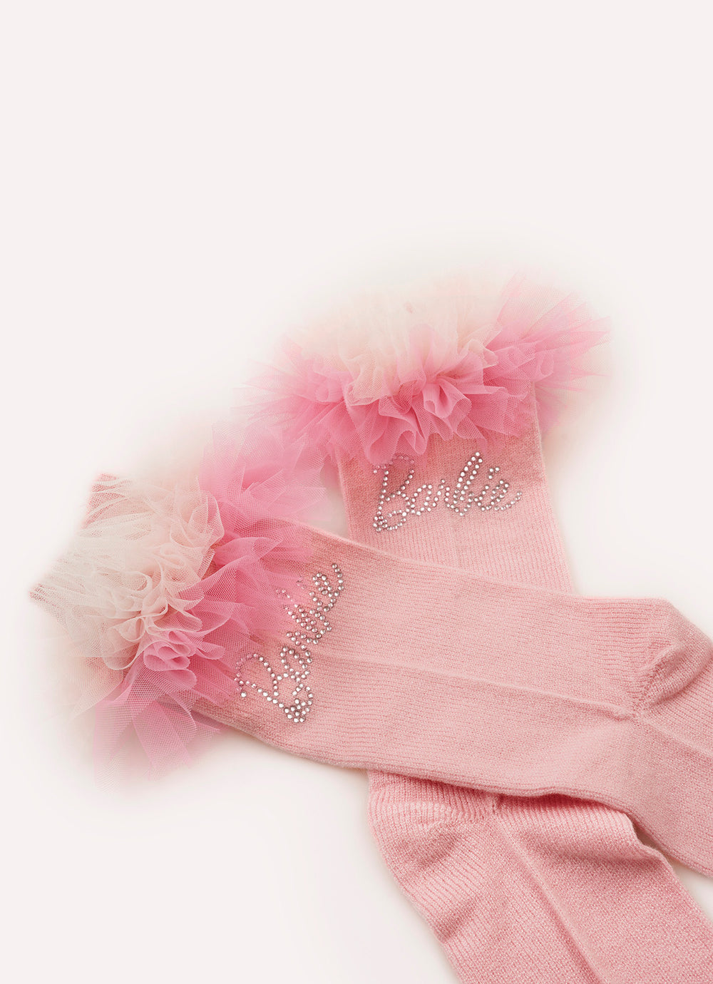Meia Tricot Babados Tule Barbie