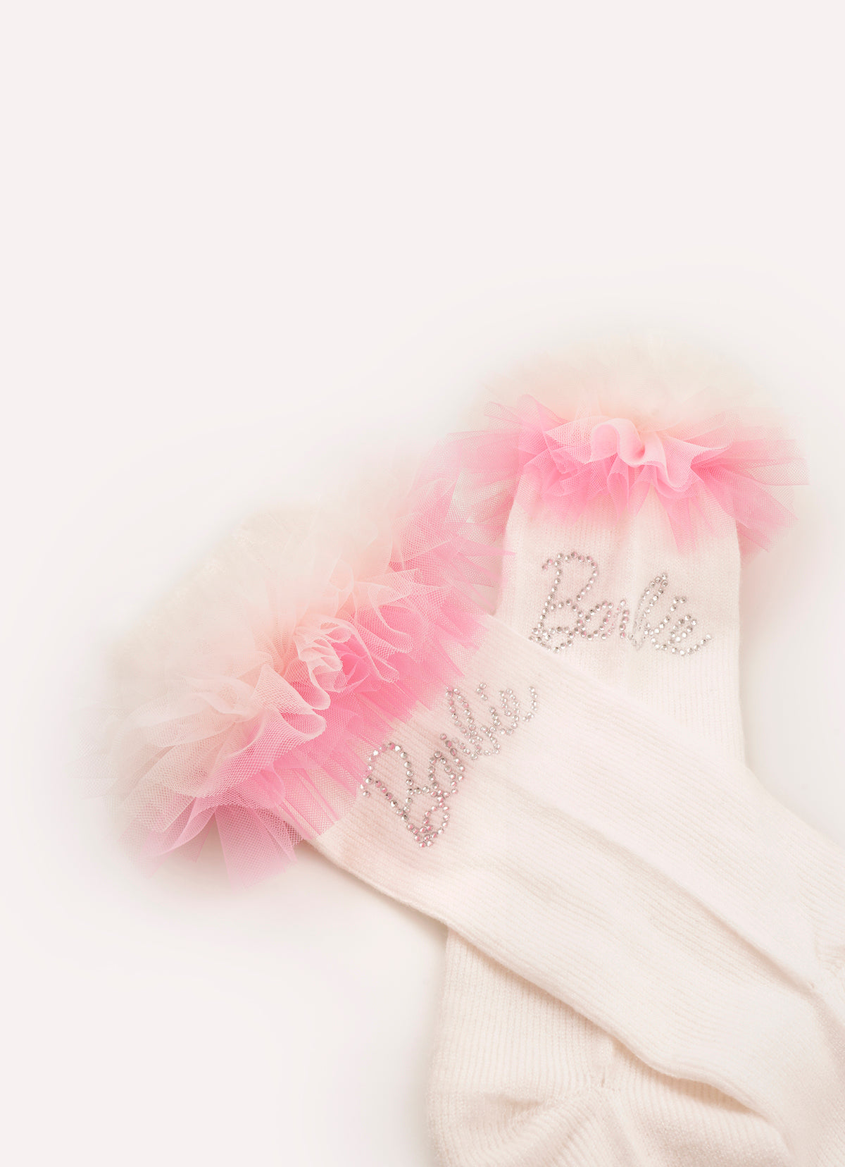 Meia Tricot Babados Tule Barbie