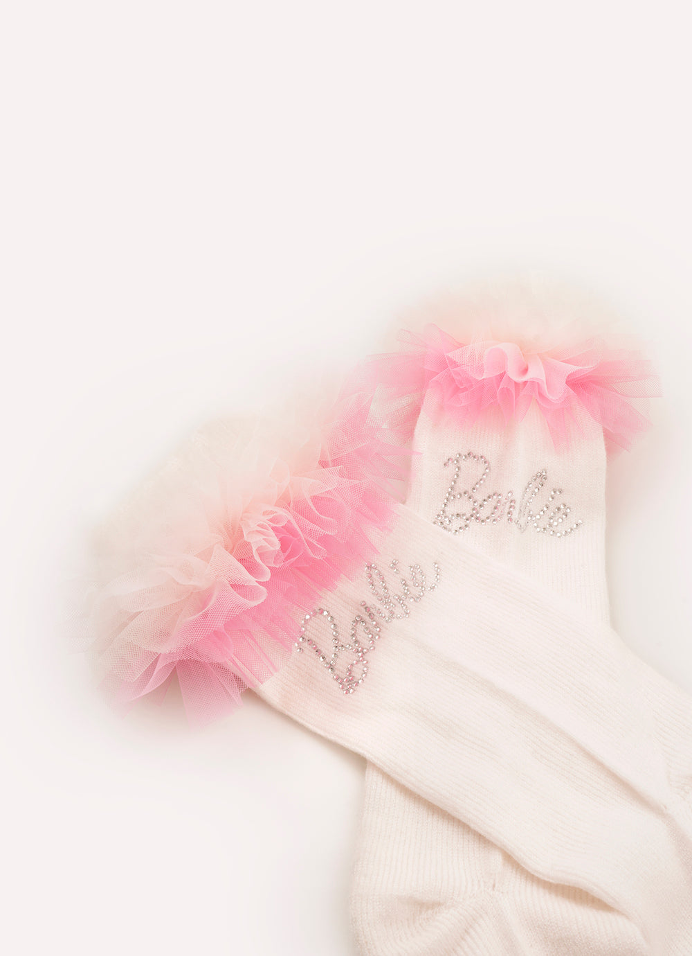 Meia Tricot Babados Tule Barbie