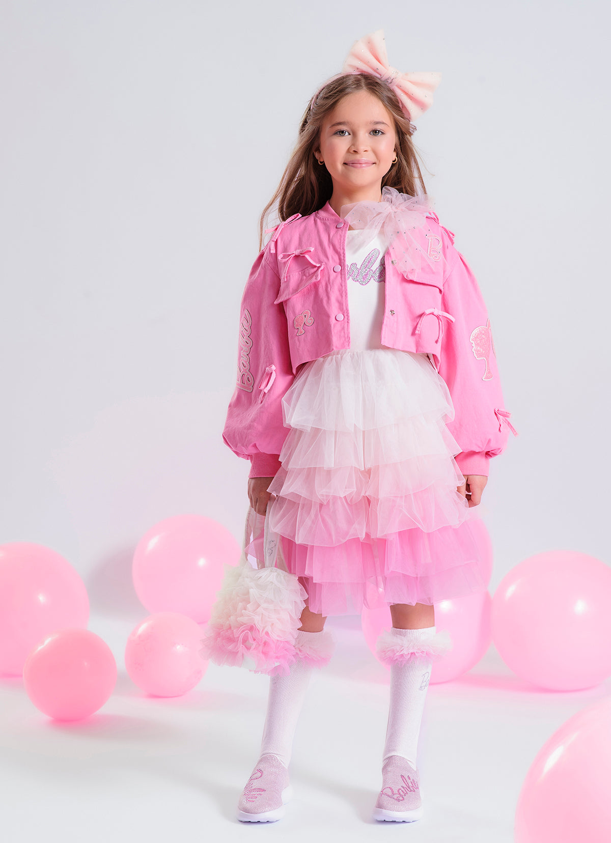 Meia Tricot Babados Tule Barbie
