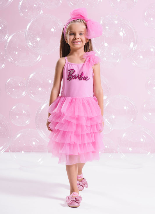 Vestido Cotton Lantejoulas Barbie