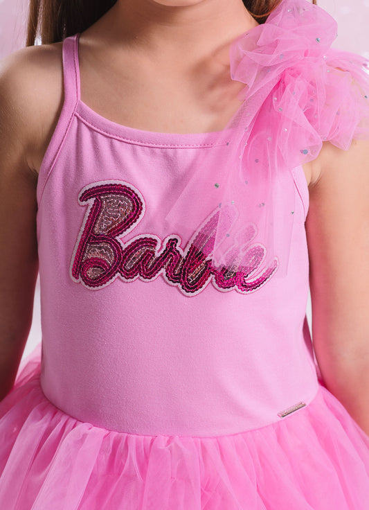 Vestido Cotton Lantejoulas Barbie