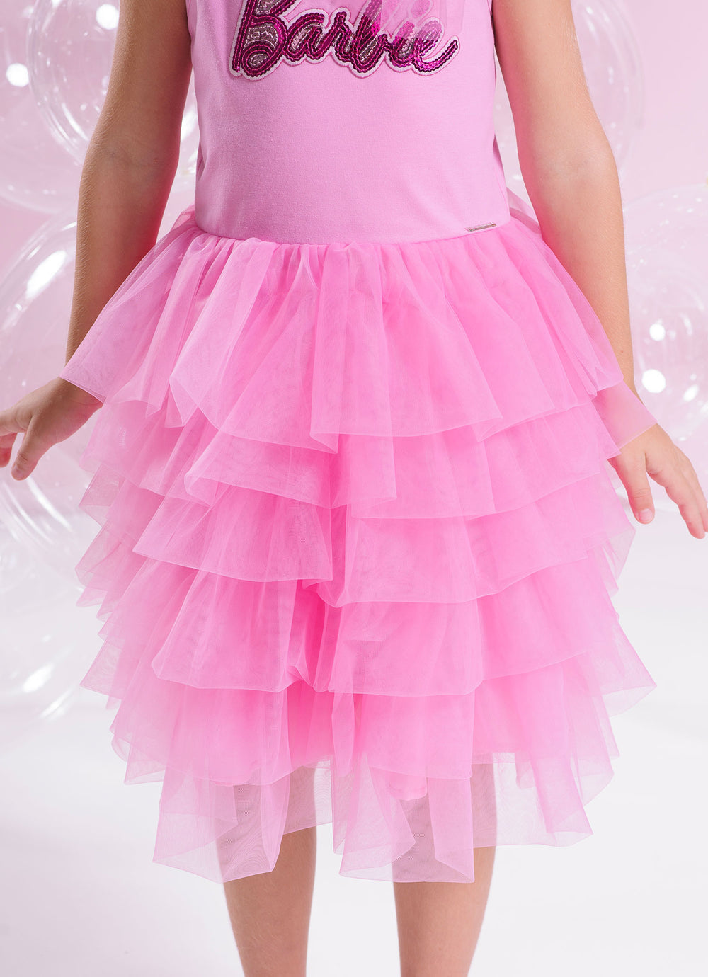 Vestido Cotton Lantejoulas Barbie