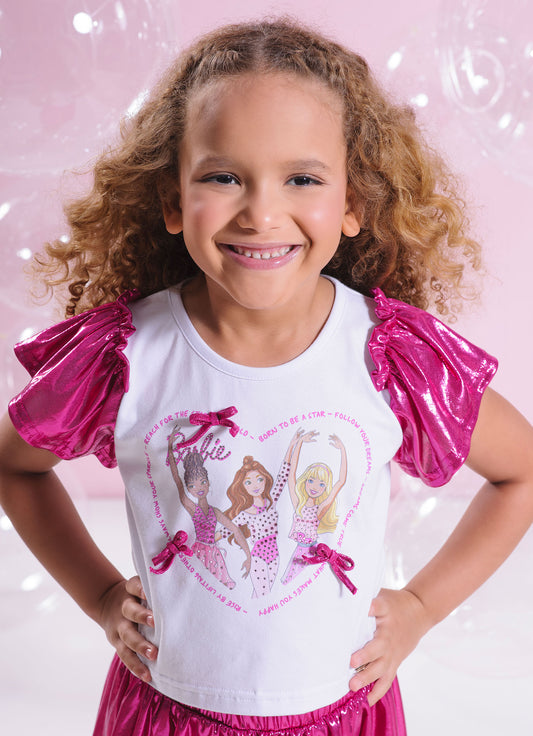Blusa Cotton Coração Barbie