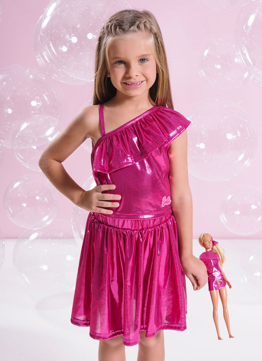 Blusa Cropped Malha Shine Barbie
