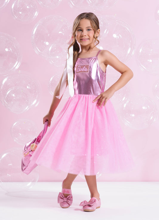 Vestido Malha Shine Barbie