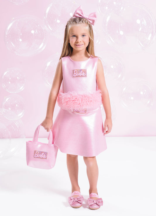 Saia Short Malha Brilho Barbie