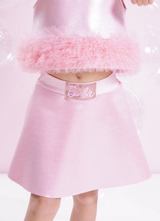 Saia Short Malha Brilho Barbie