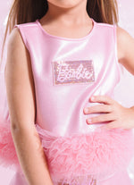 Blusa Cropped Malha Brilho Barbie