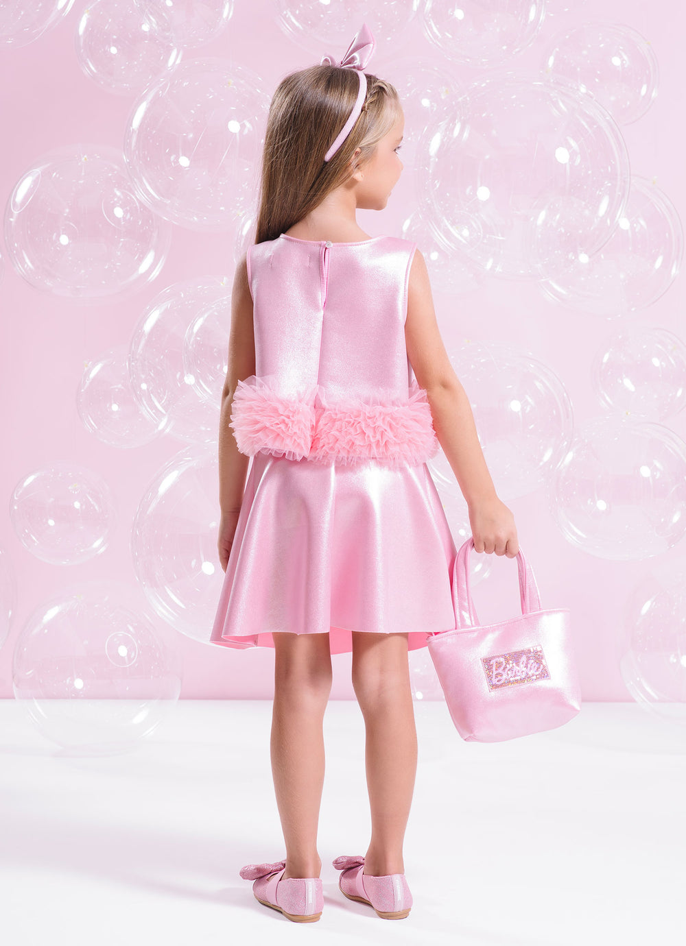 Blusa Cropped Malha Brilho Barbie