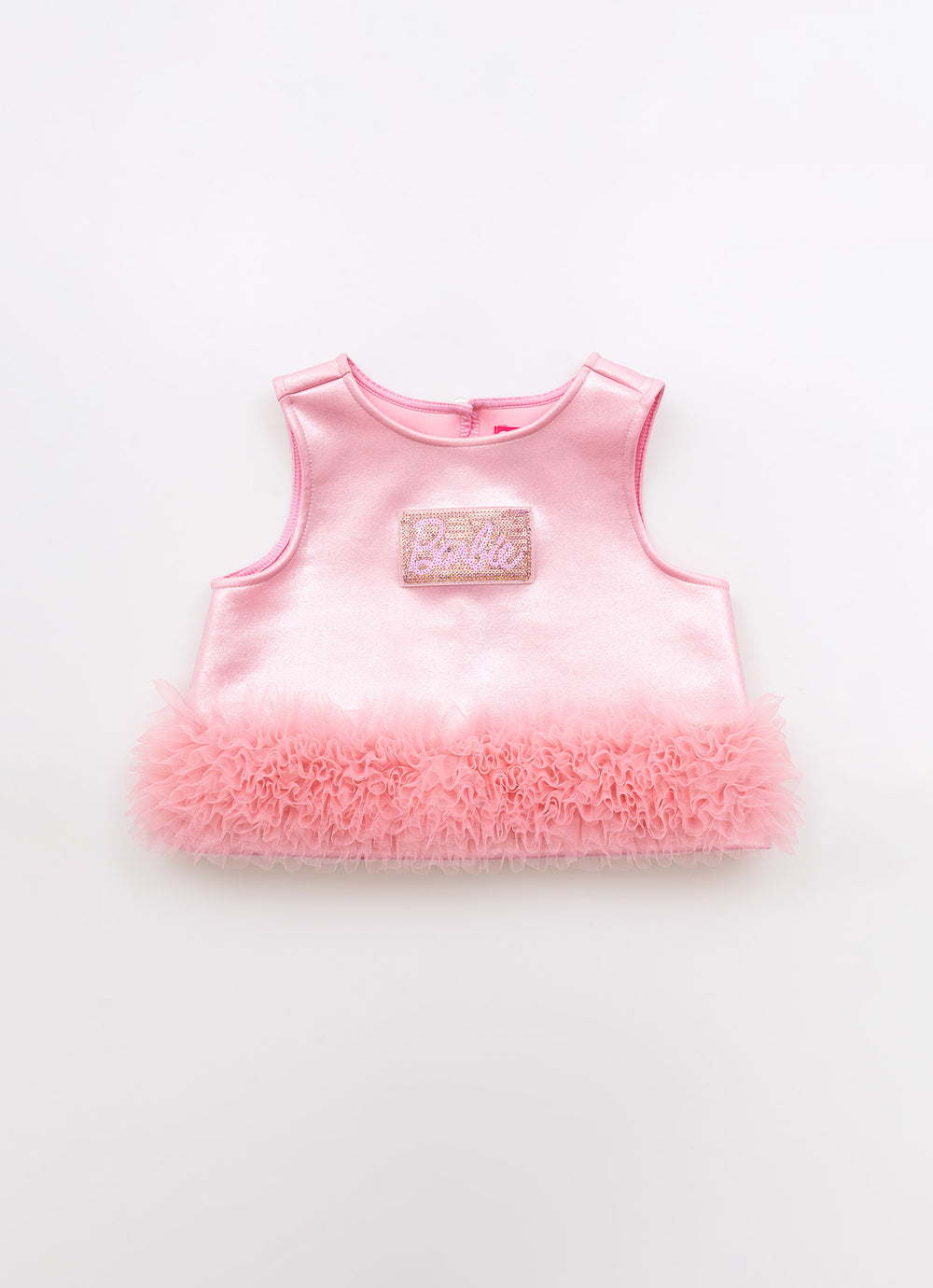 Blusa Cropped Malha Brilho Barbie