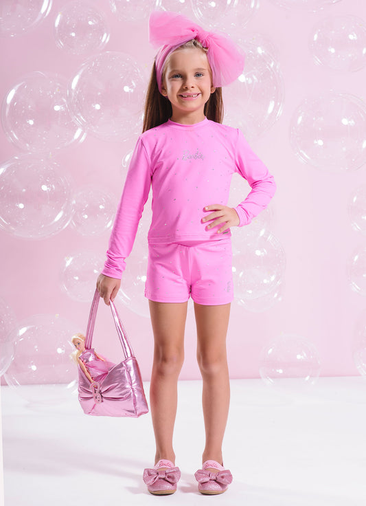 Conjunto Light Blusa e Short Cristais Barbie