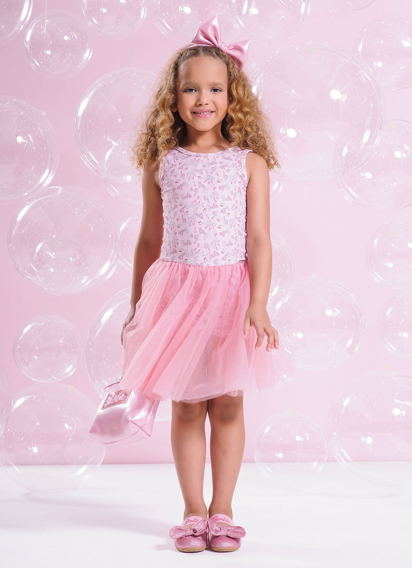 Vestido Com Short Light Estampa Barbie Ballet