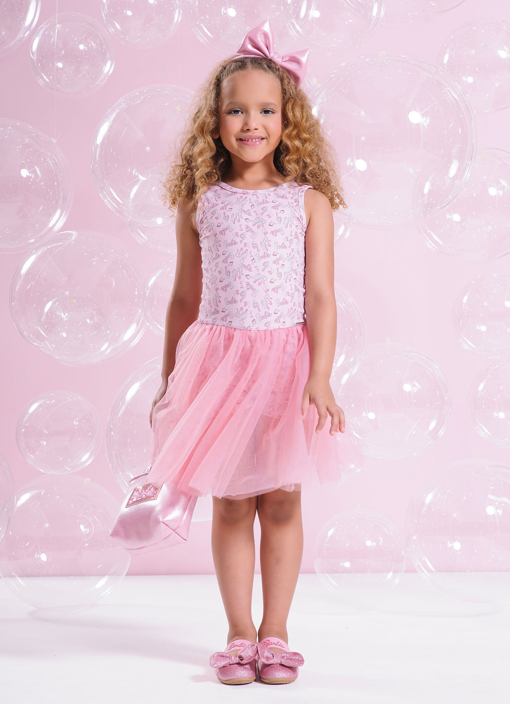Vestido Com Short Light Estampa Barbie Ballet