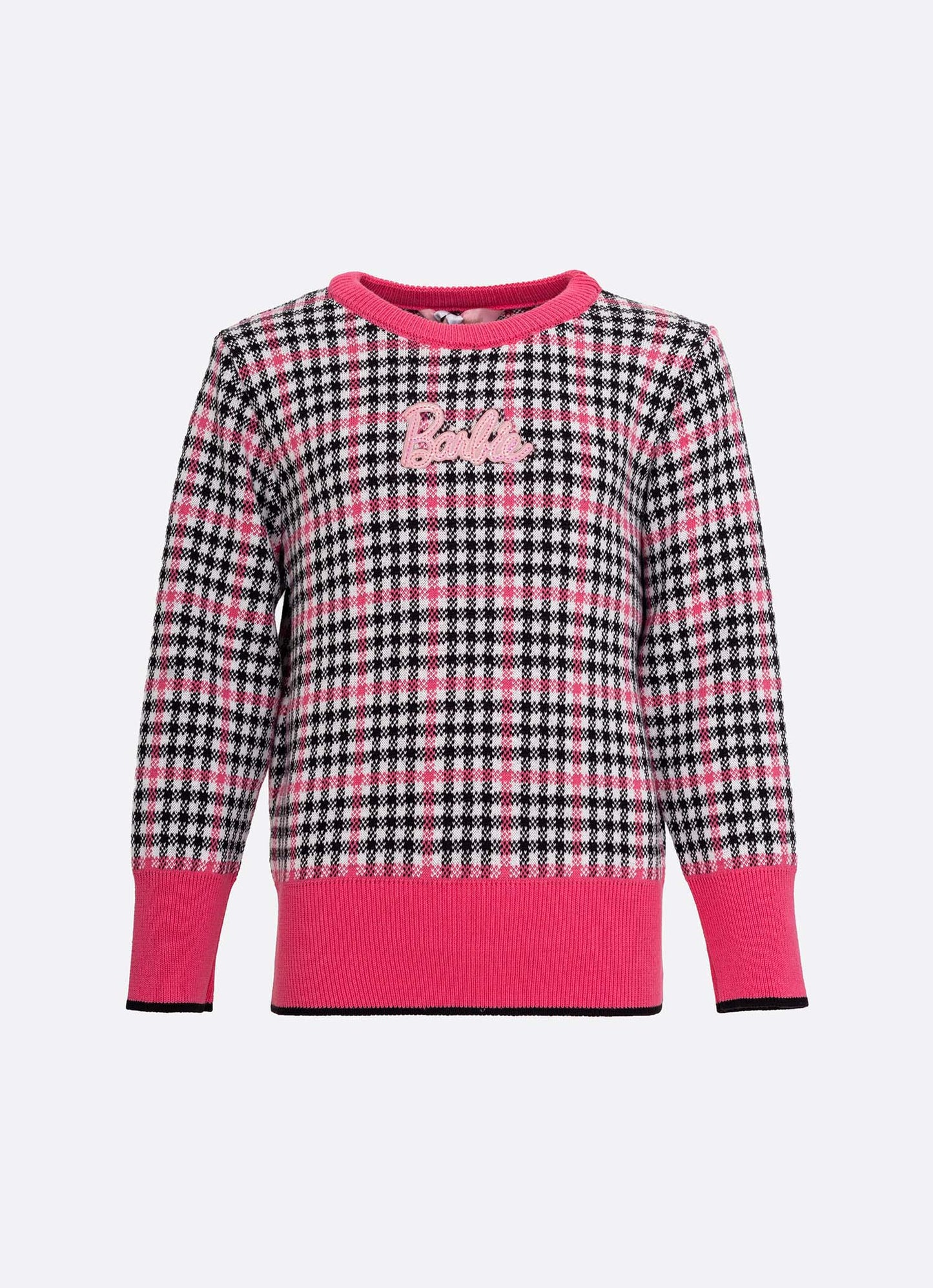 Blusa Tricot Xadrez Patche Barbie