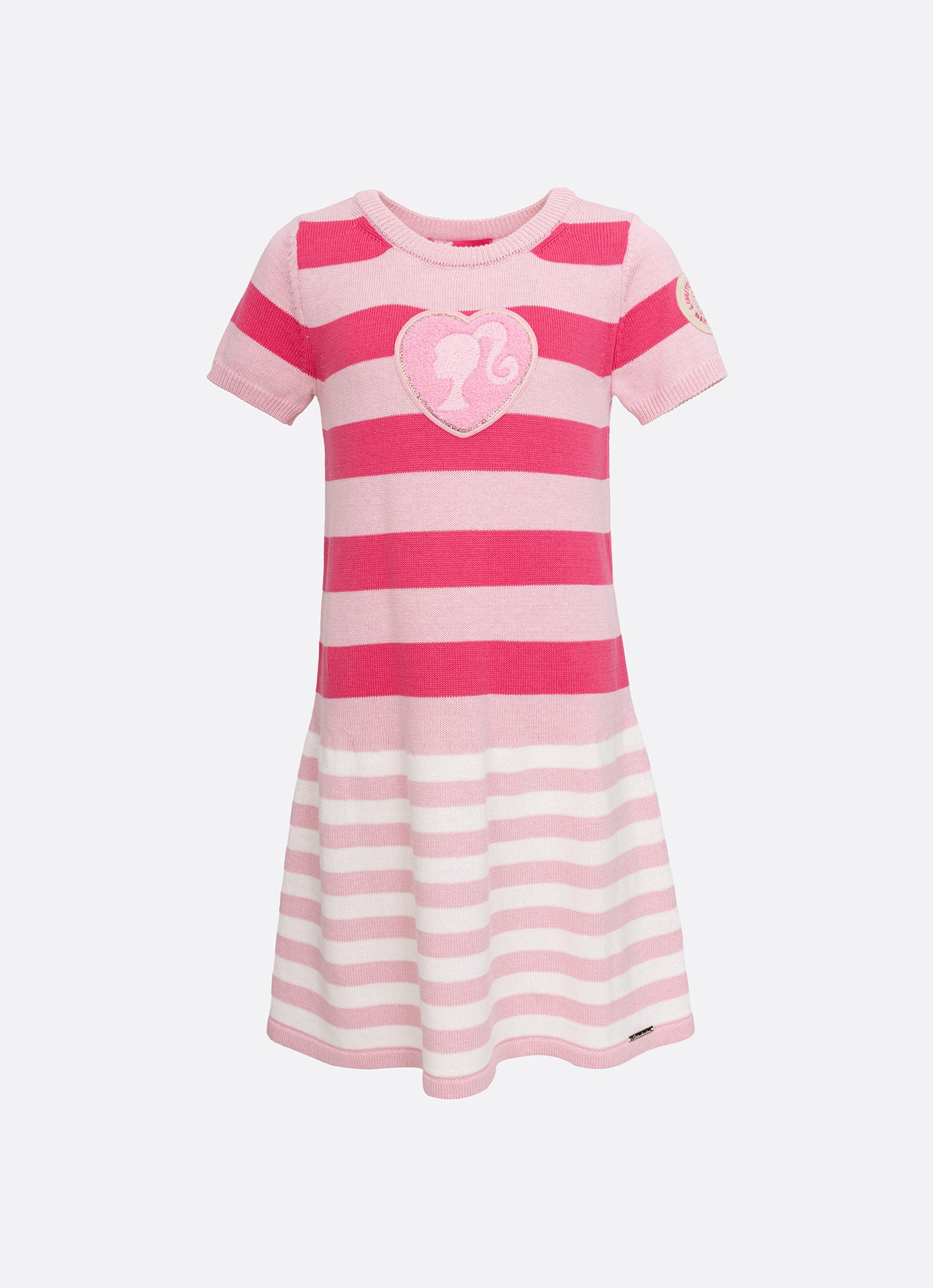 Vestido Tricot Listrado Patche Coração Patche