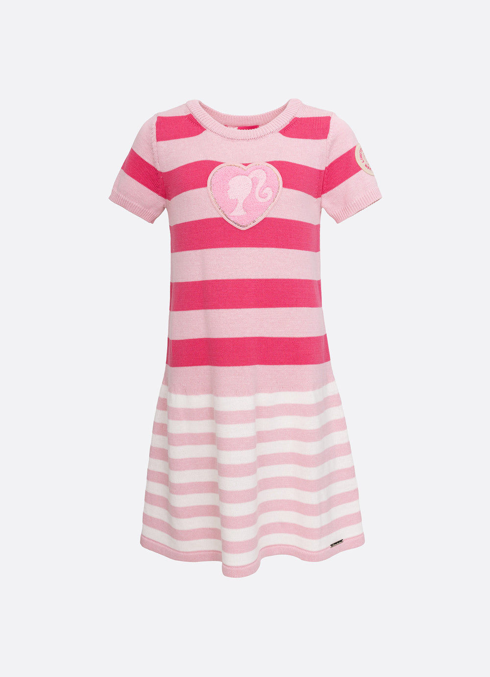 Vestido Tricot Listrado Patche Coração Patche