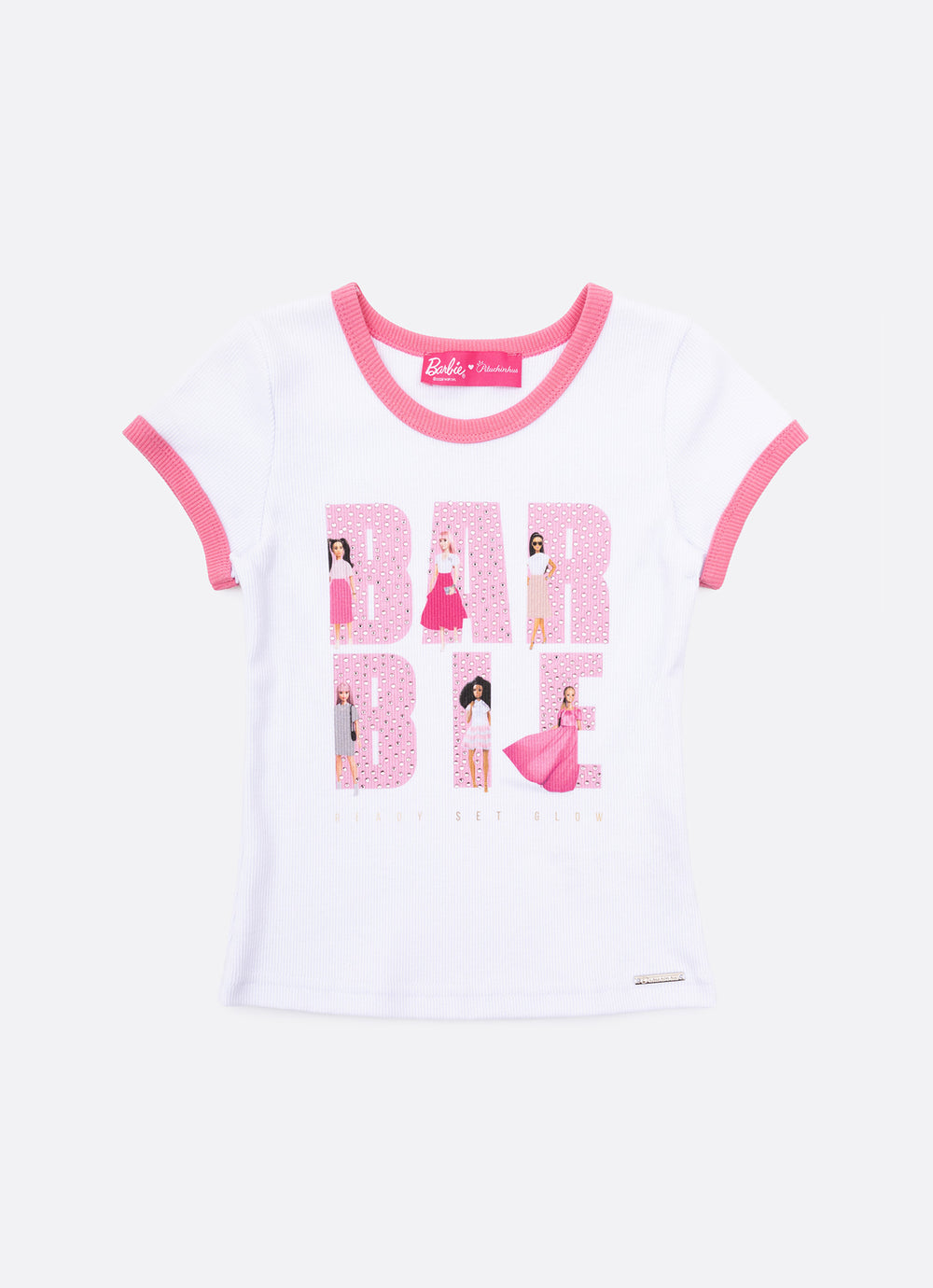 Blusa Ribana Serigrafia Letras Barbie Cristais