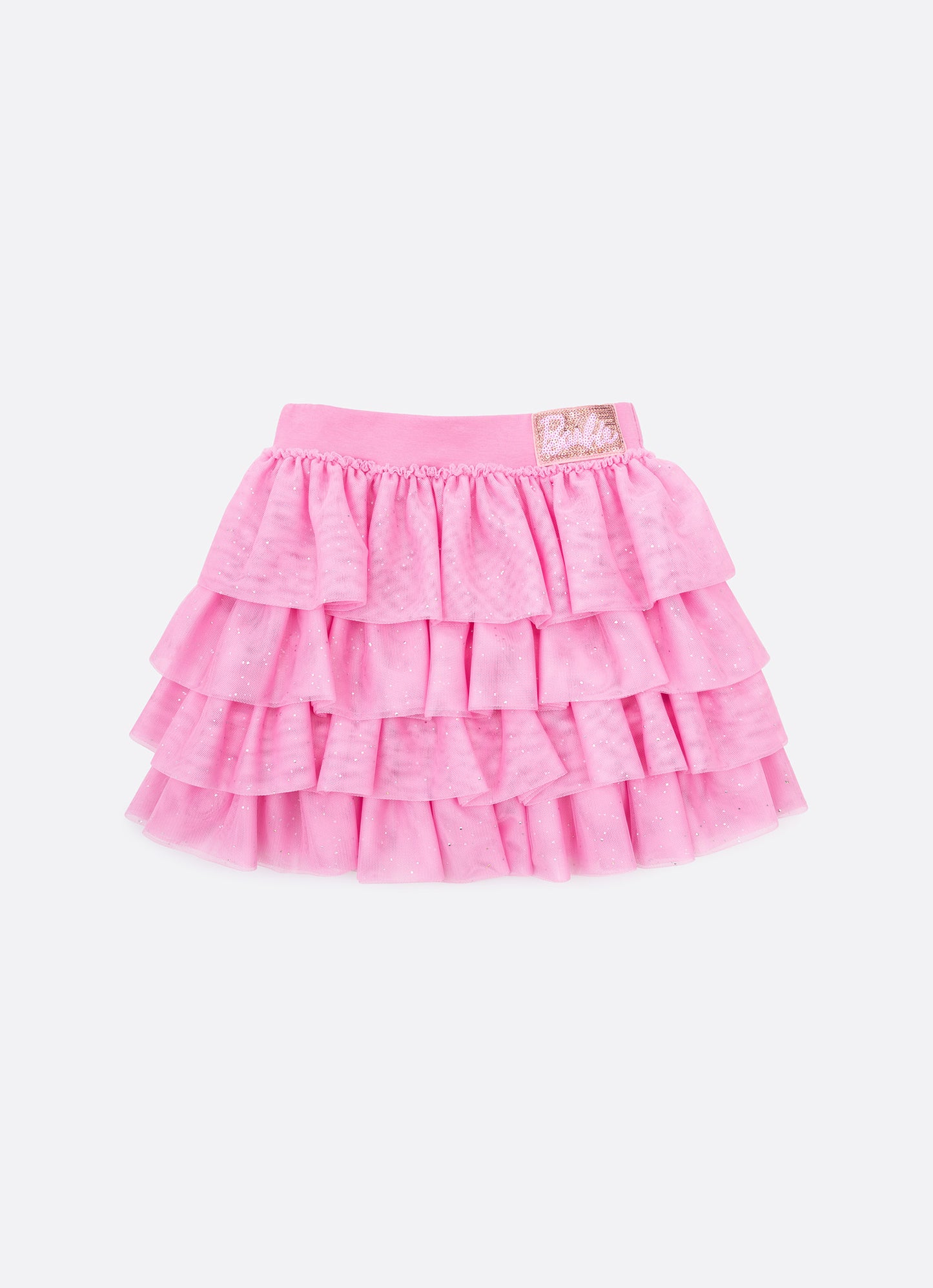 Saia Short Babados Tule Brilho Barbie