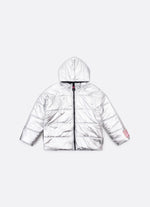 Jaqueta Puffer Foil Prata Barbie