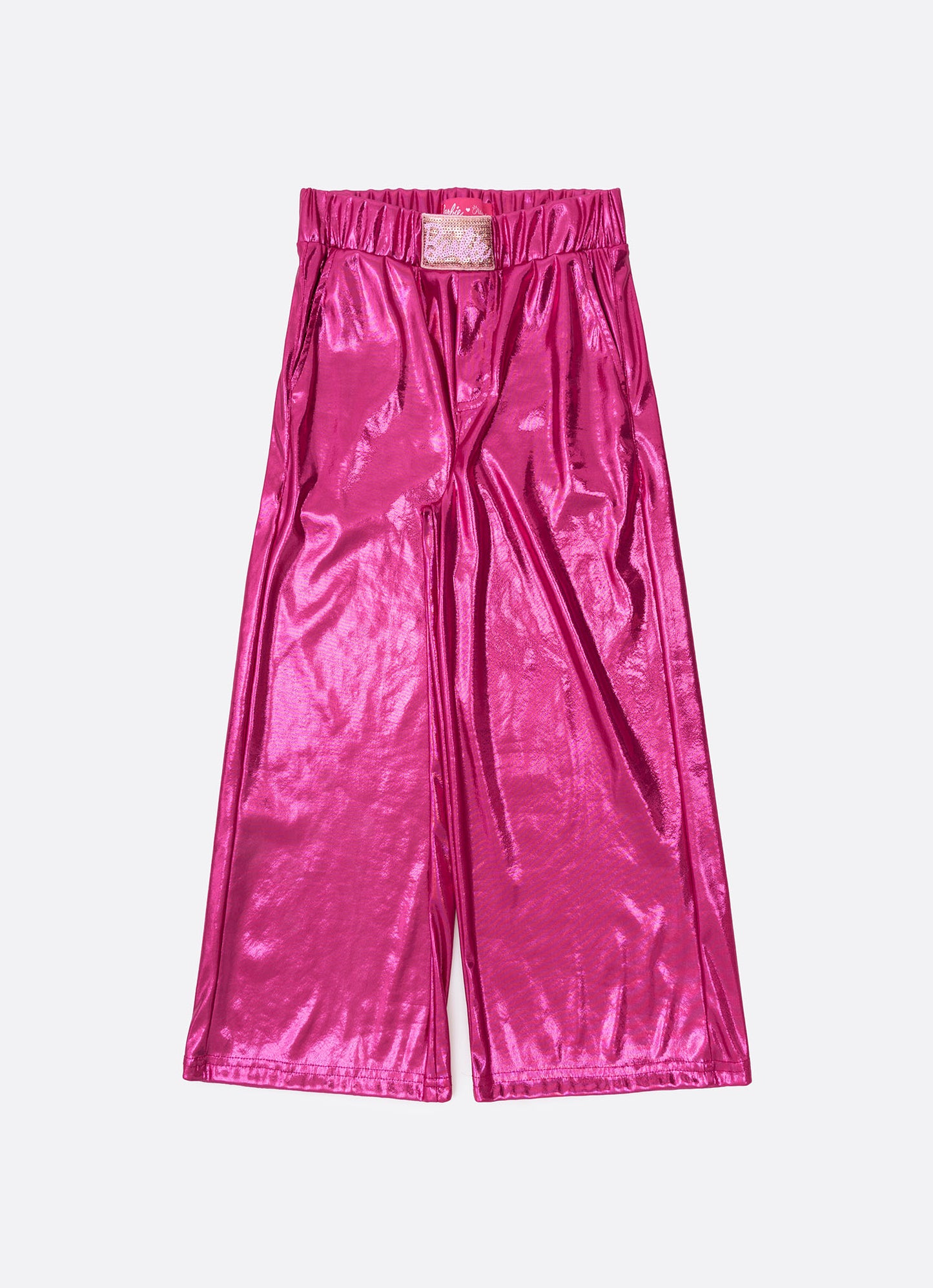 Calça Reta Malha Brilho Barbie