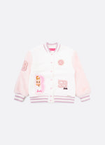Jaqueta Moletom Mangas Pele Patches Barbie