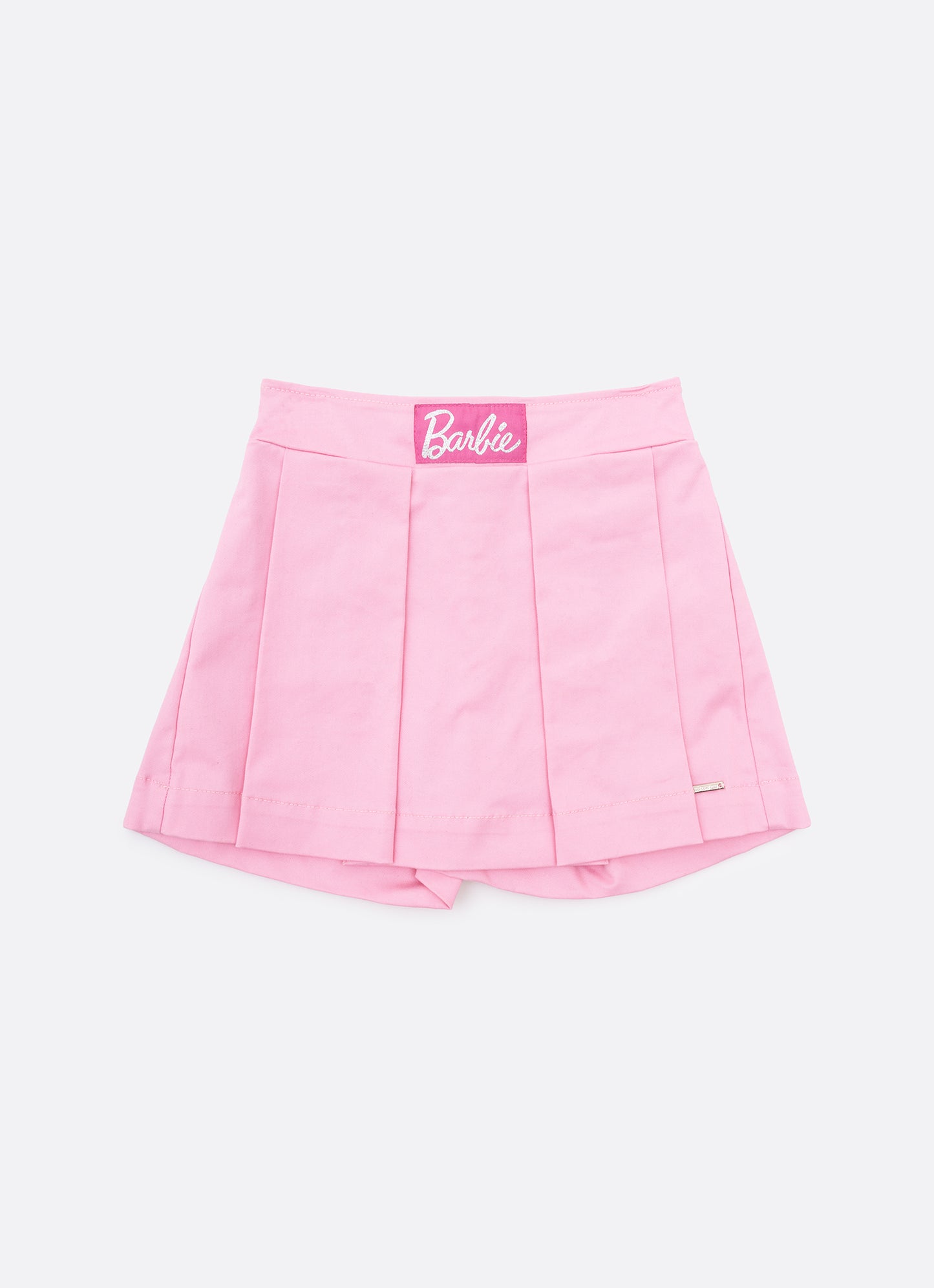 Saia Short Sarja Pregas Patche Barbie