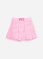 Saia Short Sarja Pregas Patche Barbie