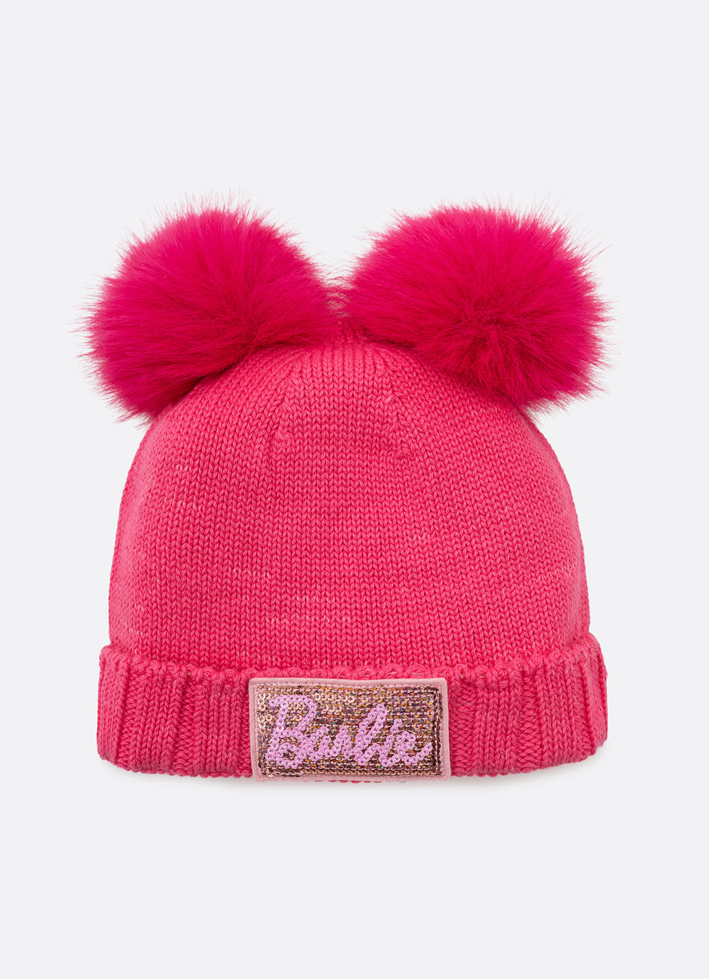 Touca Tricot Canelada Barbie Pompons Pele