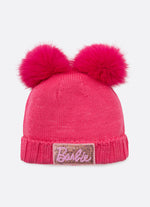 Touca Tricot Canelada Barbie Pompons Pele