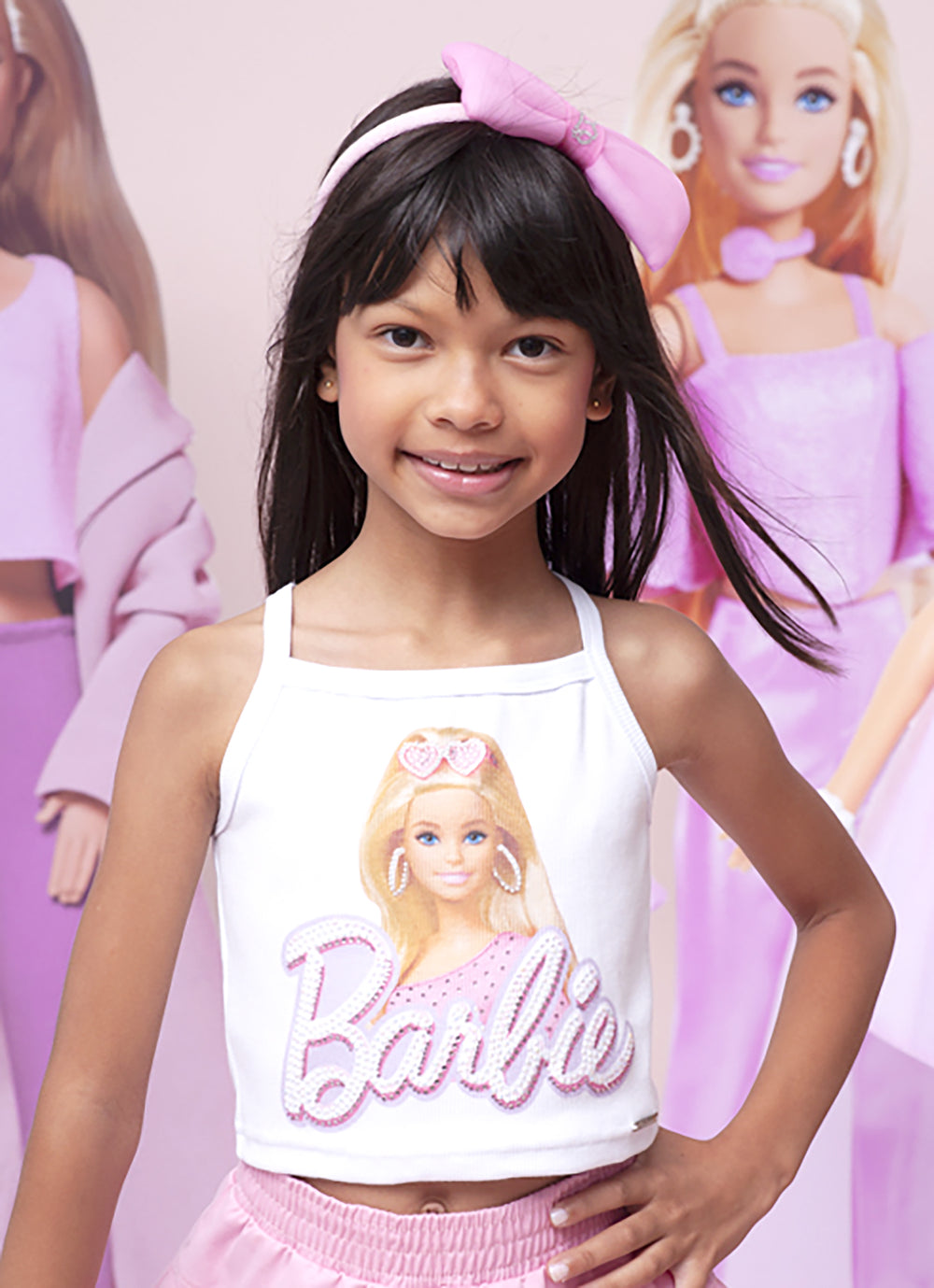 Blusa Rib Cropped Boneca Barbie Cristal