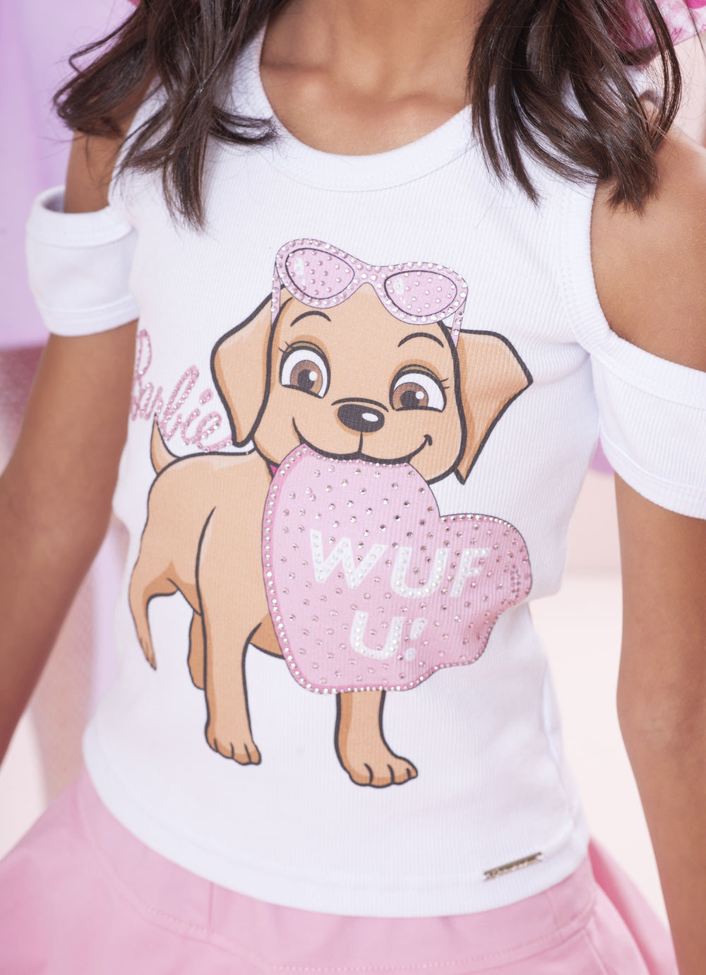 Blusa Rib Cachorrinho Barbie Cristal
