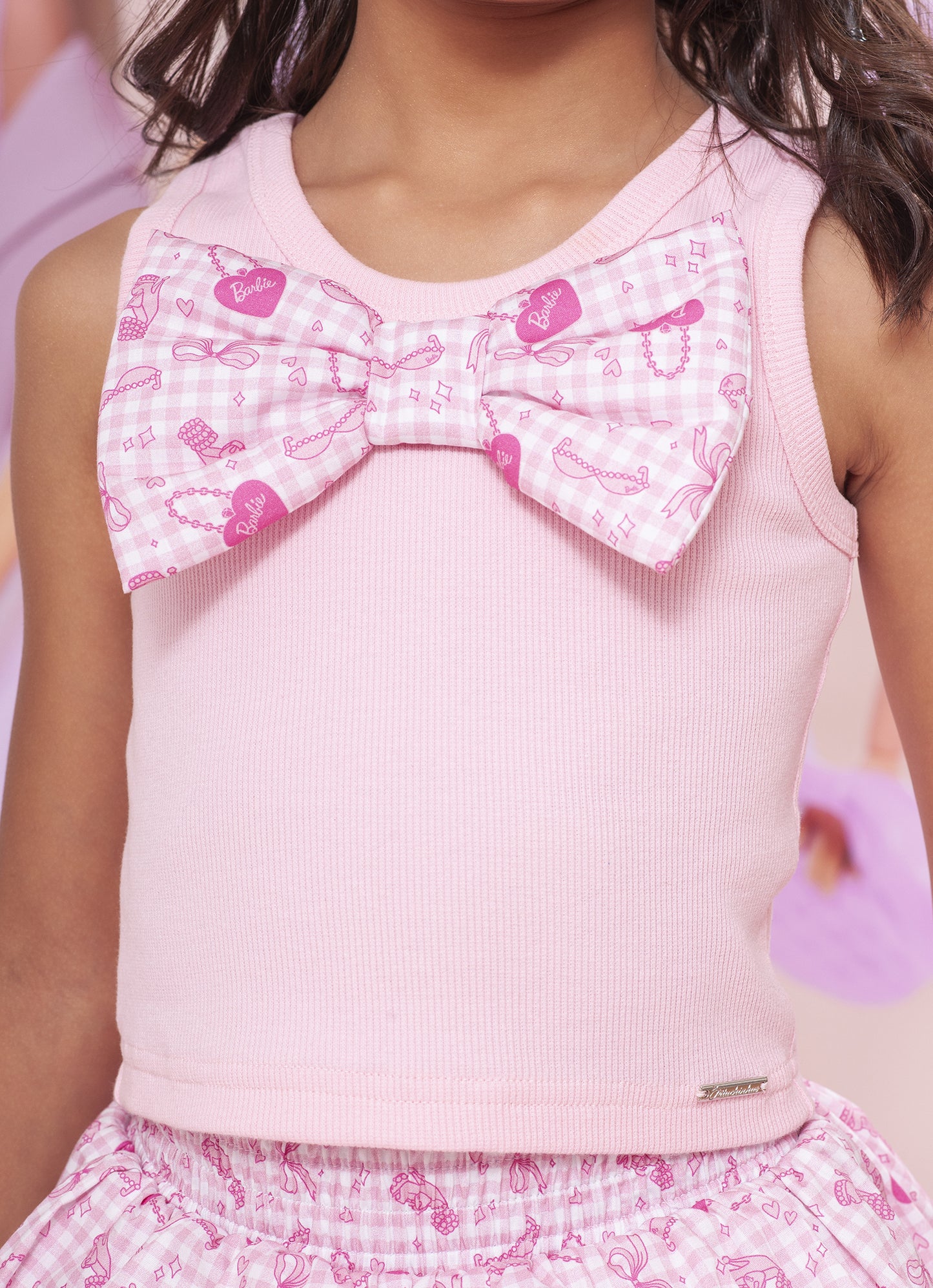 Regata Cropped Ribana Laço Puffer Barbie