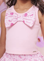Regata Cropped Ribana Laço Puffer Barbie