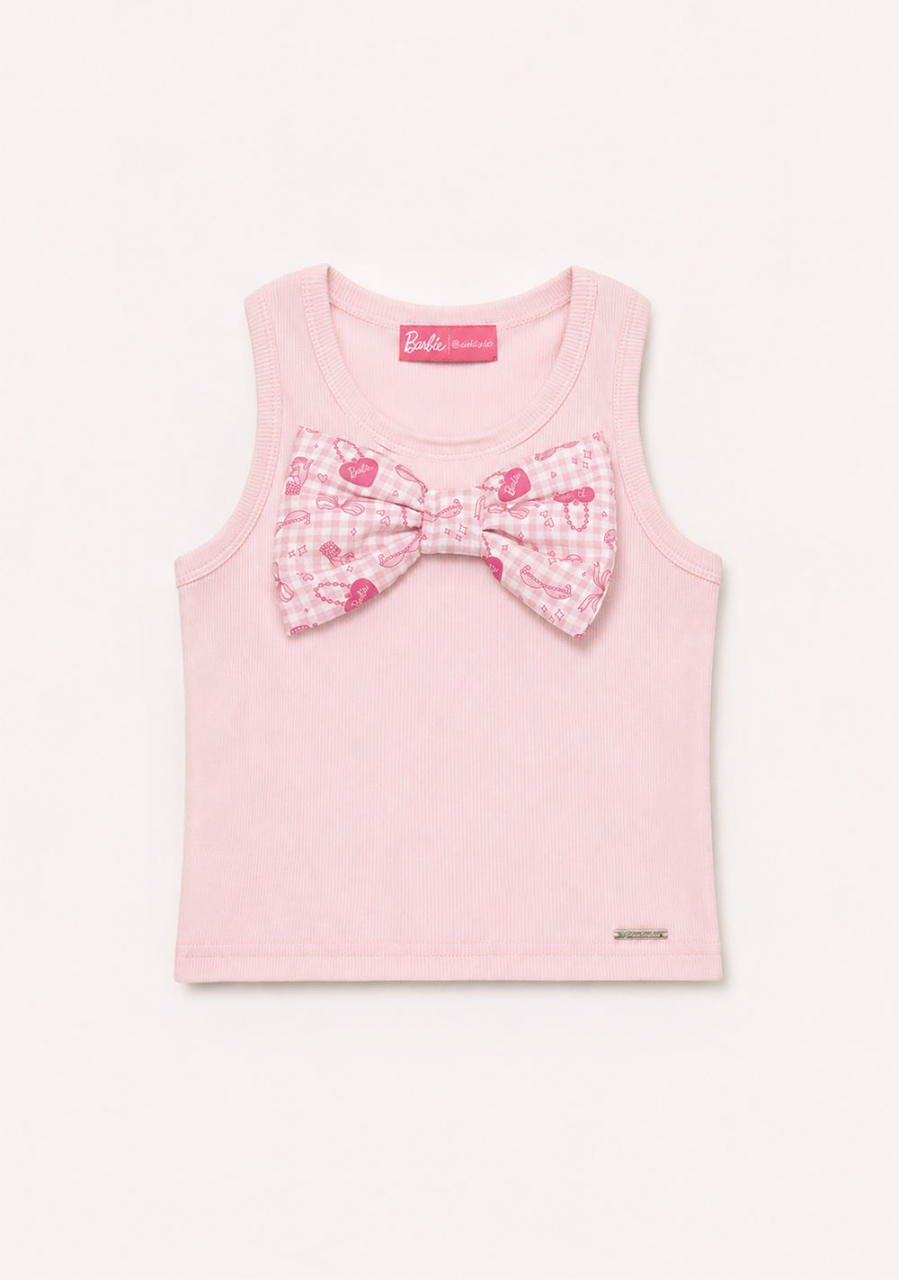 Regata Cropped Ribana Laço Puffer Barbie